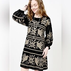 Sister Mary Lora Fay Dress in Black Velour Embroidered Size S/M